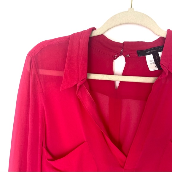 BCBGMaxAzria 100% Silk Tunic Blouse Top Emma Med - Picture 3 of 6
